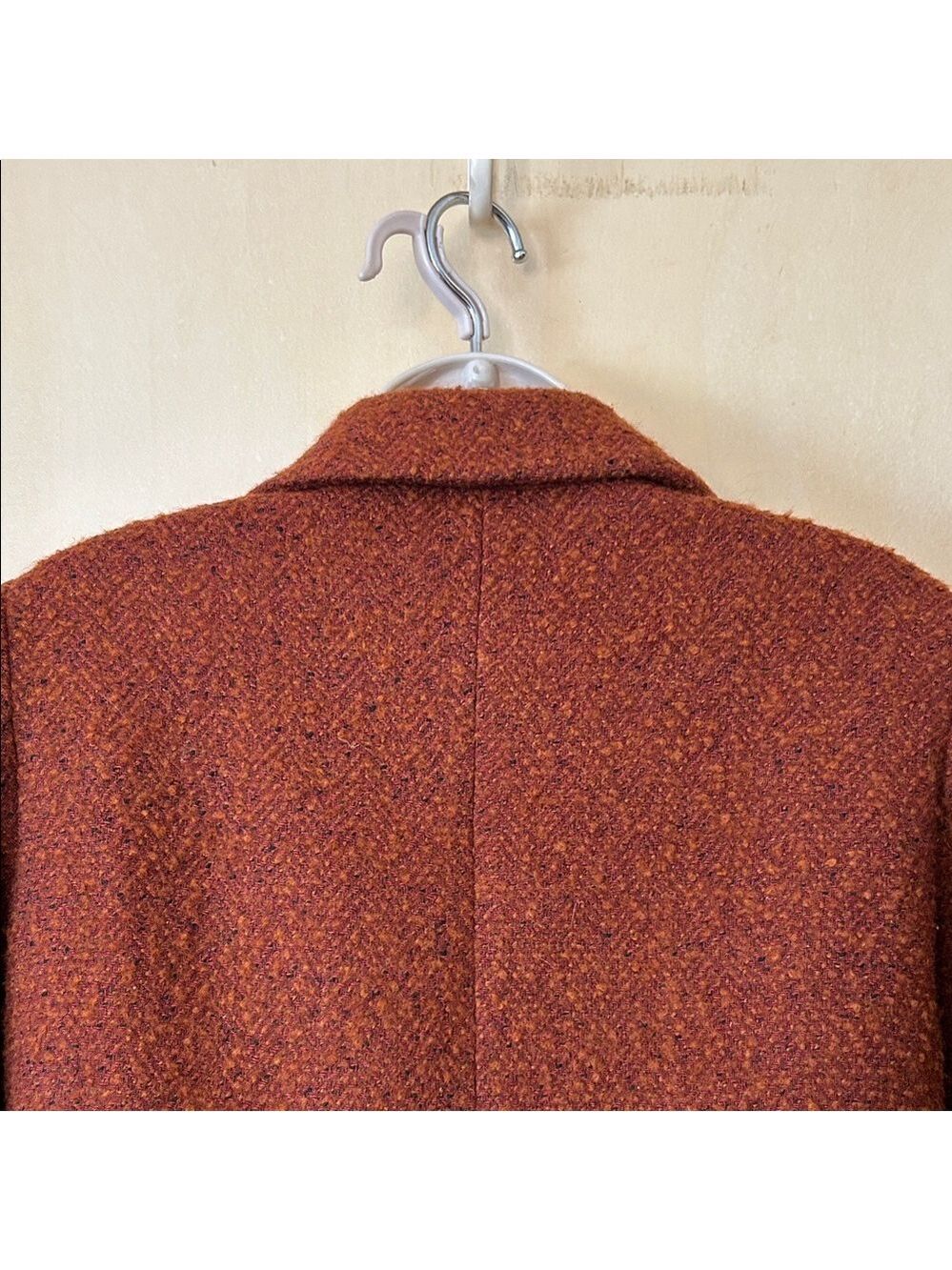 Zara Rust Brown Double-Breasted Boucle Pea Coat size S - Picture 8 of 12